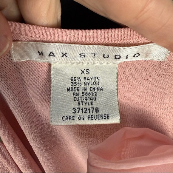 Max Studio Pink Fitted Blouse with Tie at Shoulder, Size XS - Picture 6 of 7